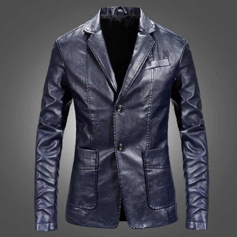 Spring Leather Jacket Slim Handsome Spring Leather Jacket Small Suit Men
