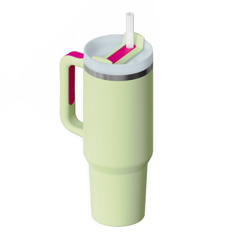 Vacuum Coffee Cup 40 Oz Tumbler With Handle Straw Insulated, Stainless Steel Spill Proof Vacuum Coffee Cup Tumbler With Lid Tapered Mug Gifts For Valentine Lover Suitable For Car Gym Office Travel
