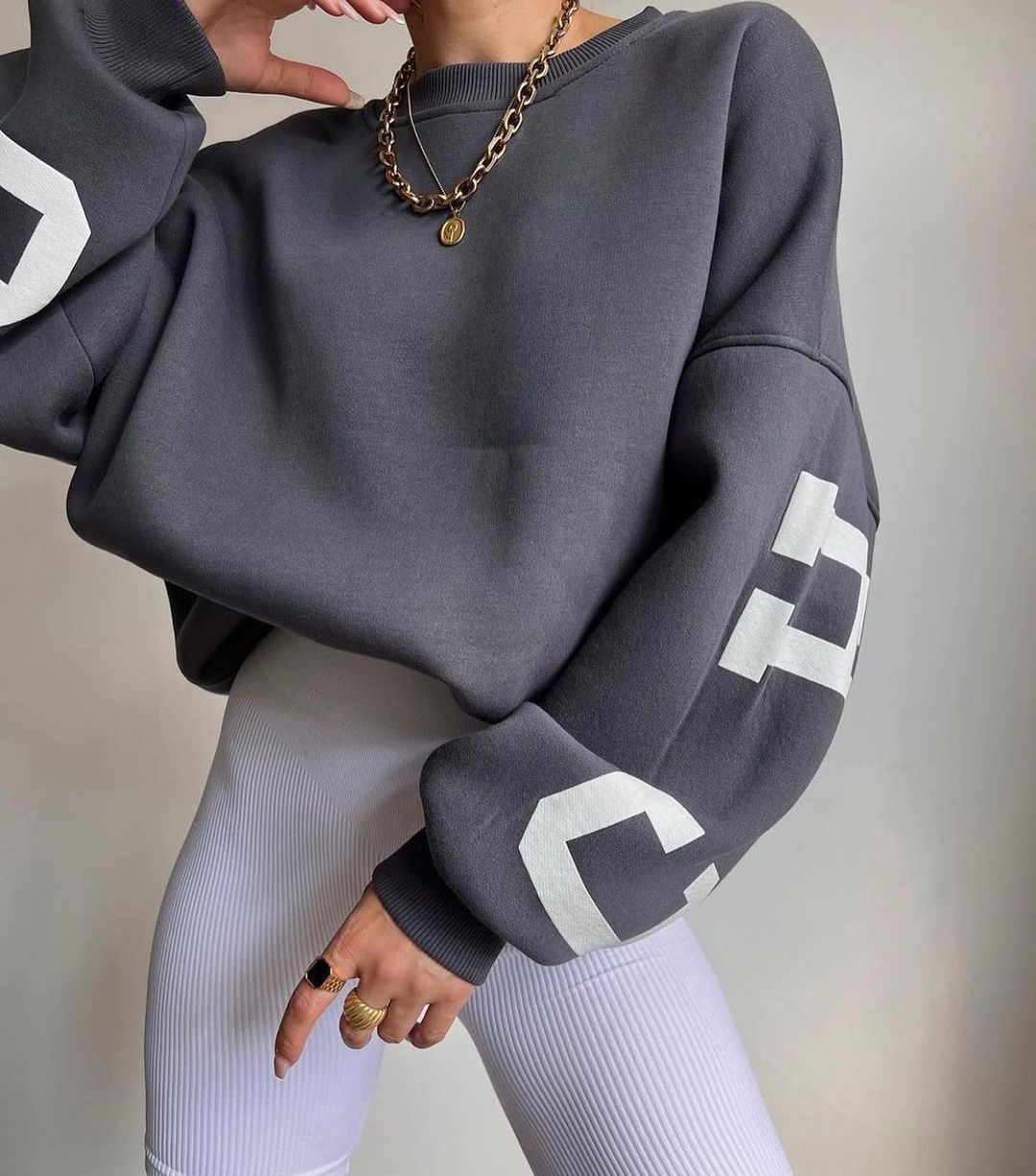 Ladies Casual Fashion Print Versatile Long Sleeve Sweatshirt