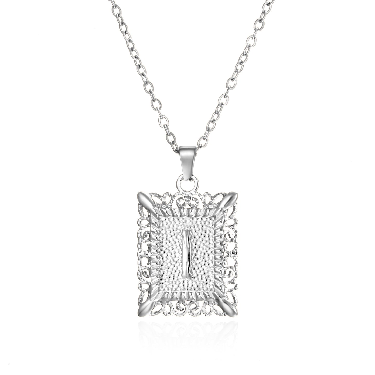 Stainless Steel 26 Letters Titanium Steel Square Pendant - sumet.shop