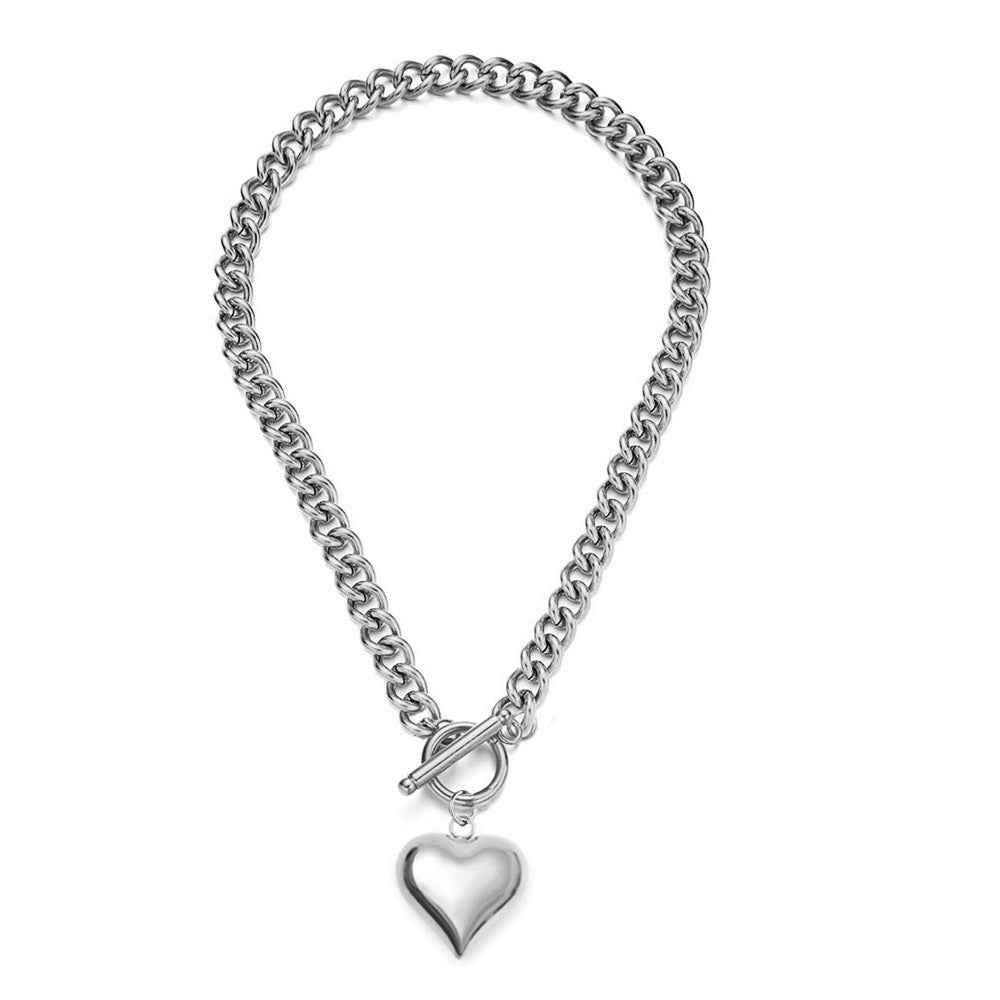 Stainless Steel Peach Heart Pendant Hemp Flowers Chain