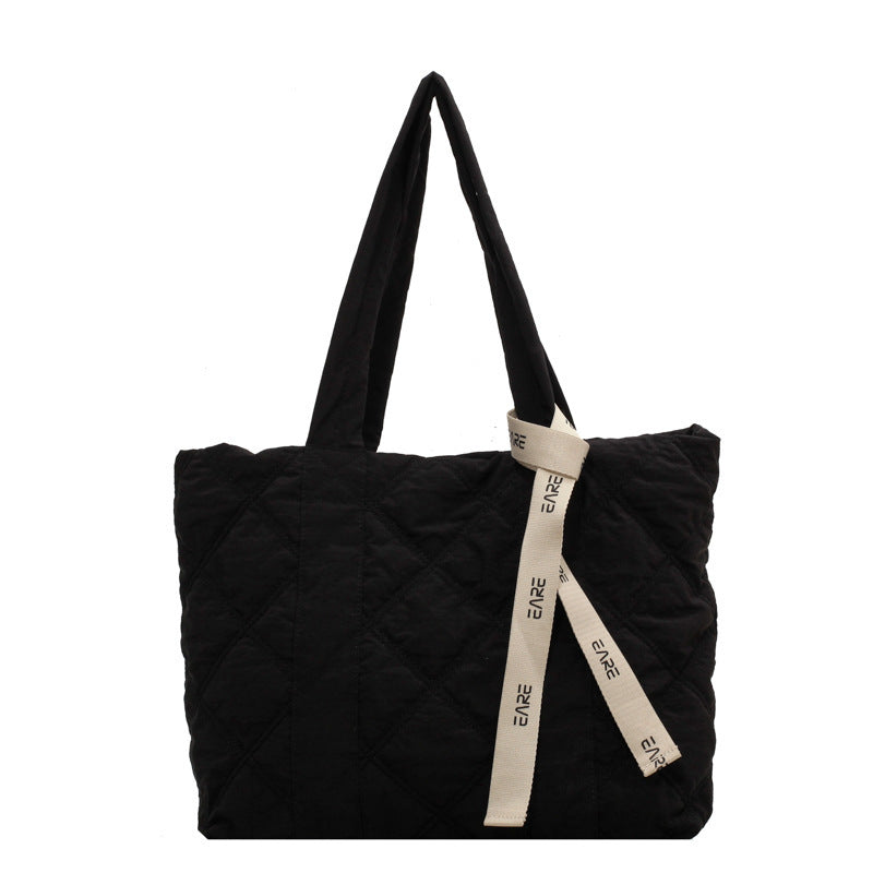 Personalized Handbags Winter Tote Bag For Women 2023 Sewing Rhombus Shoulder Bag High Capacity Commuting Shopping Bag Personalized Handbags