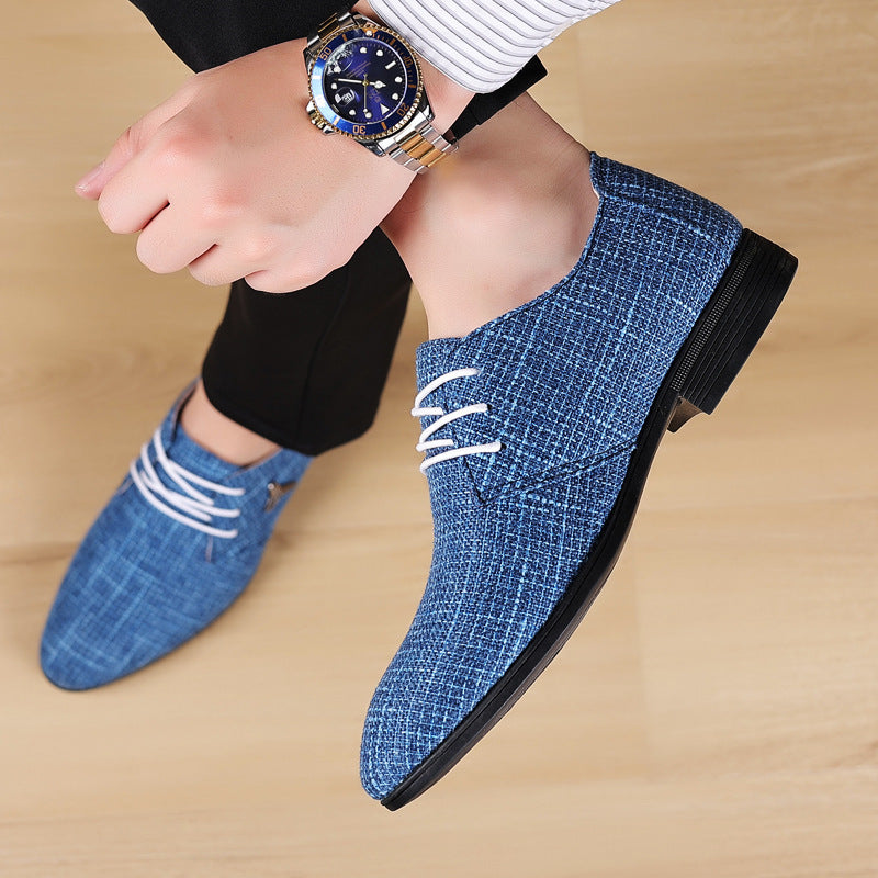 Pointed Canvas Shoes Men's Plus Size Cloth Breathable Pointed Linen Canvas Shoes