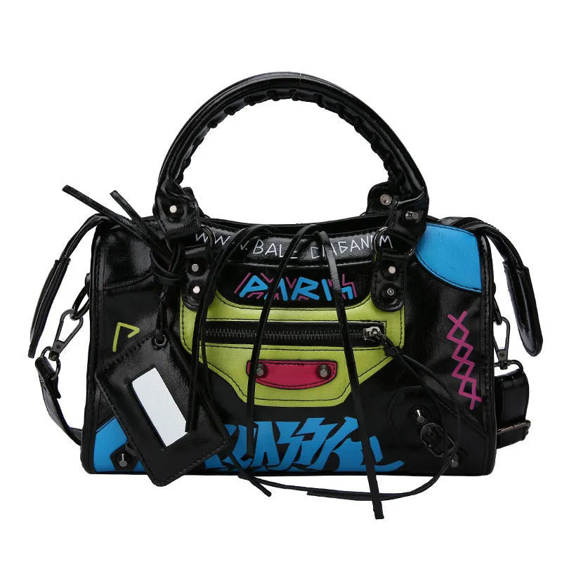 New Graffiti Handbag Personality Tassel Small Crowd Handbag Women