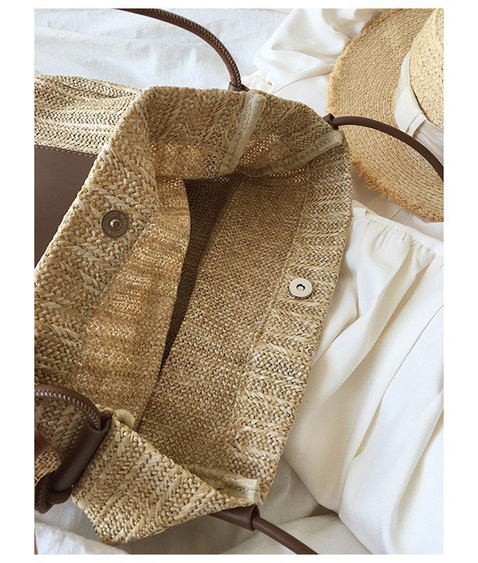 Tote Bag Ins Retro Woven Tote Bag Vacation Style