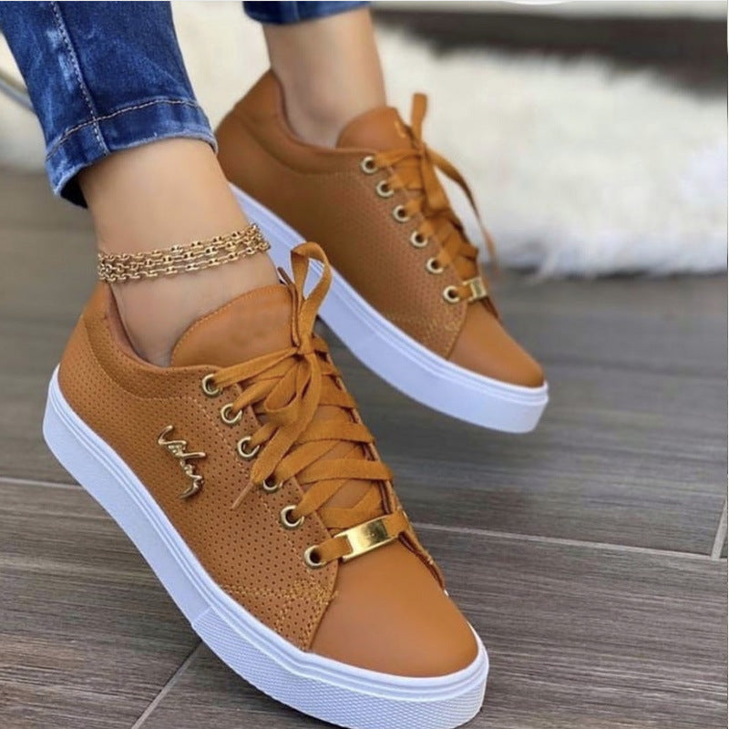 Shoes For Girls Women Flat Sneakers Breathable Lace-up Shoes For Girls