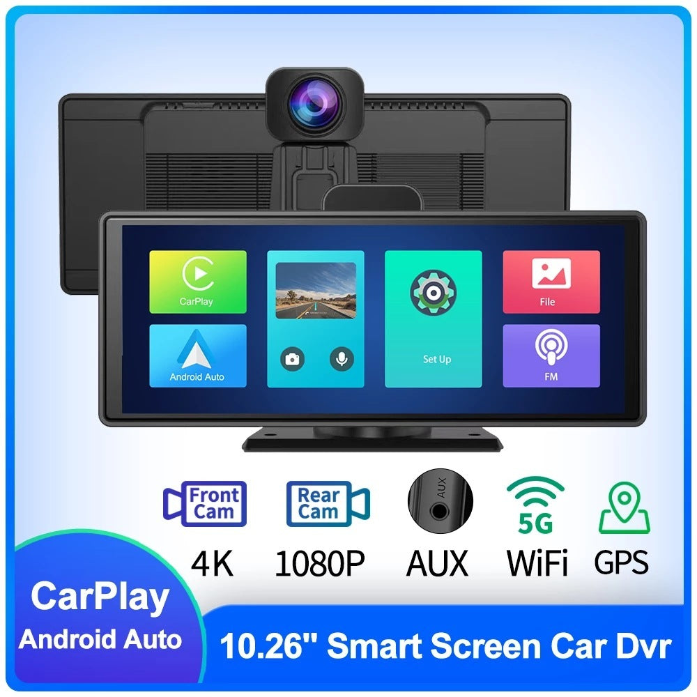 Media Mobile Phone Projection Smart Screen Front And Back Dual Recording 1080P Streaming Media Mobile Phone Projection Carplay Recorder