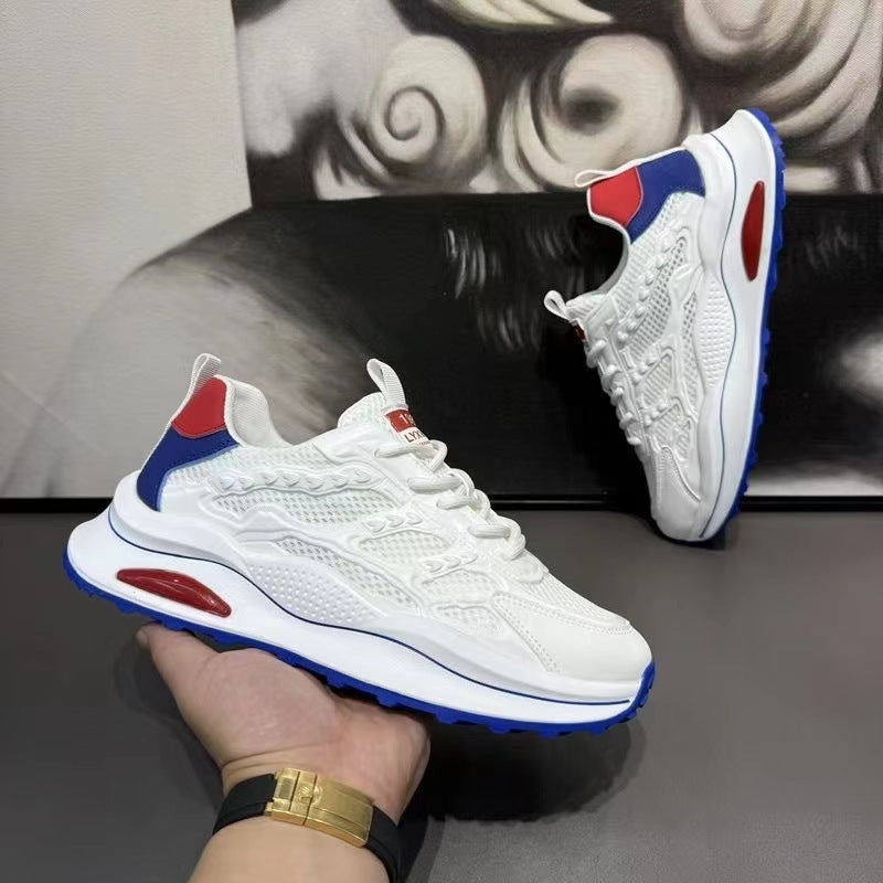Shoes Lightweight White Laceup Sneakers Fashion Breathable Mesh Flat Shoes Lightweight Versatile Casual Running Walking Shoes