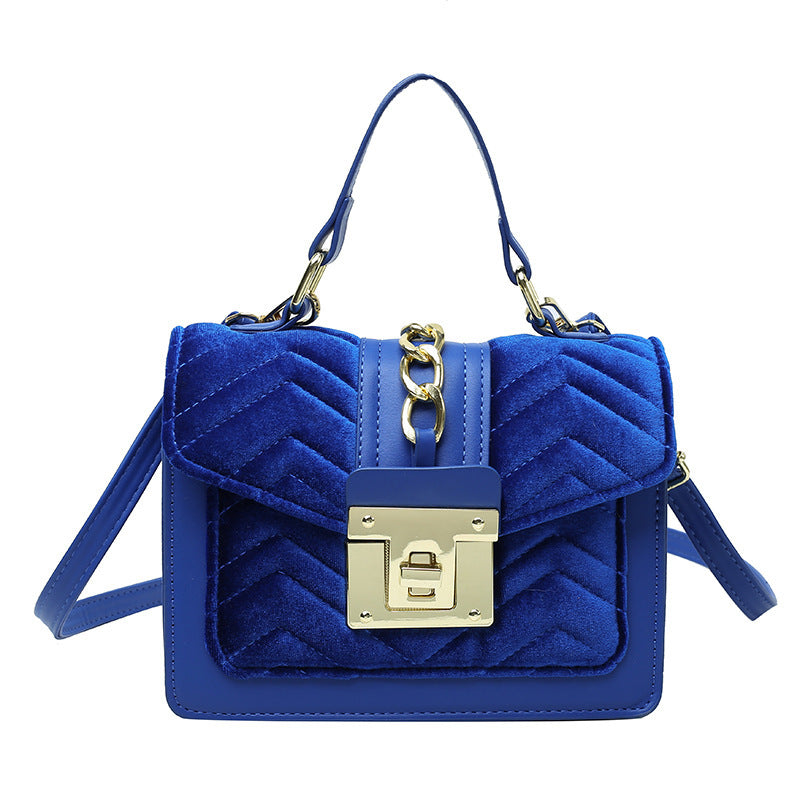 New Fashion Velvet Ladies Portable Lock One-shoulder Messenger Bag