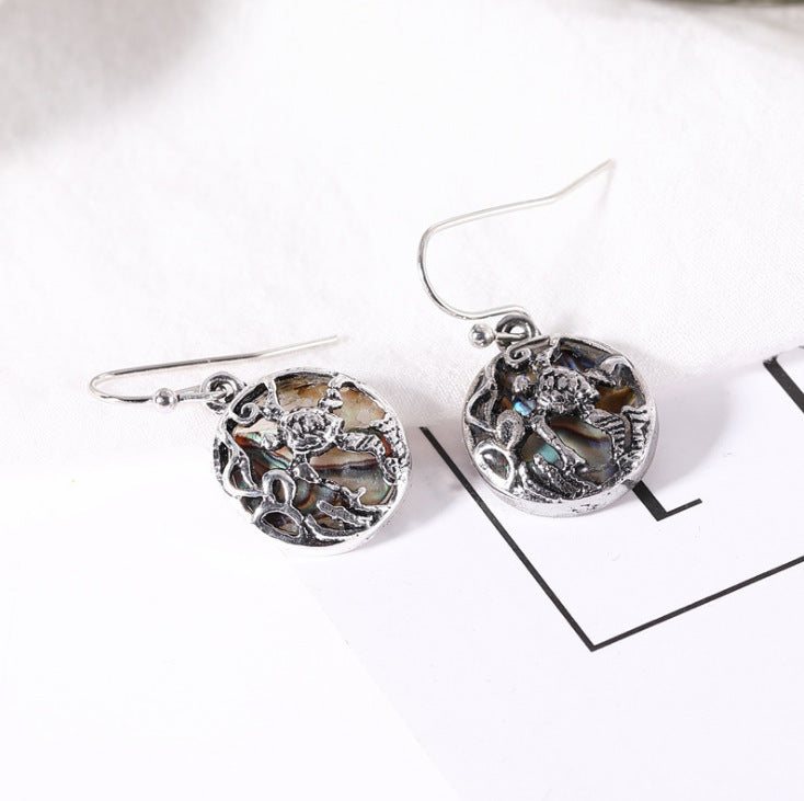 Seaweed flower turtle hollow earrings