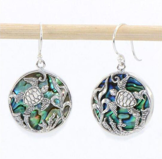 Seaweed flower turtle hollow earrings