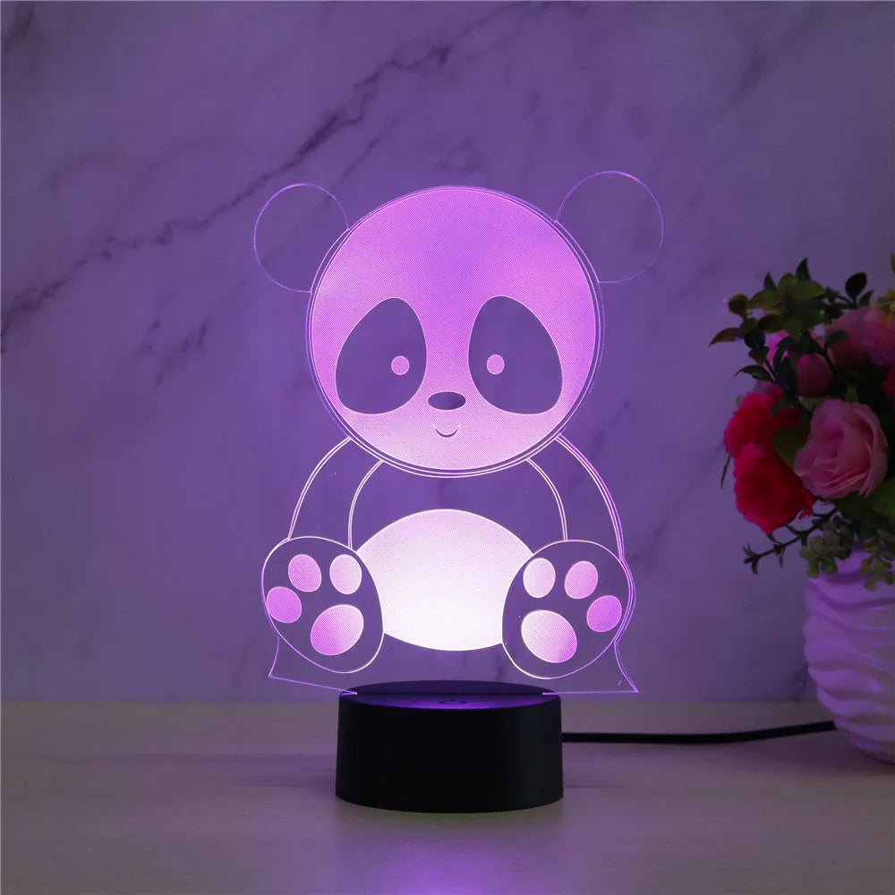 Panda night light 3 touch remote control seven-color night light