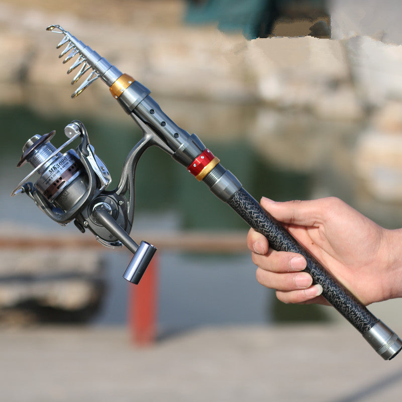 Fishing-Rod-Set Lures Spinning Reel Combo Line Telescopic Carbon-Fiber Travel And - sumet.shop