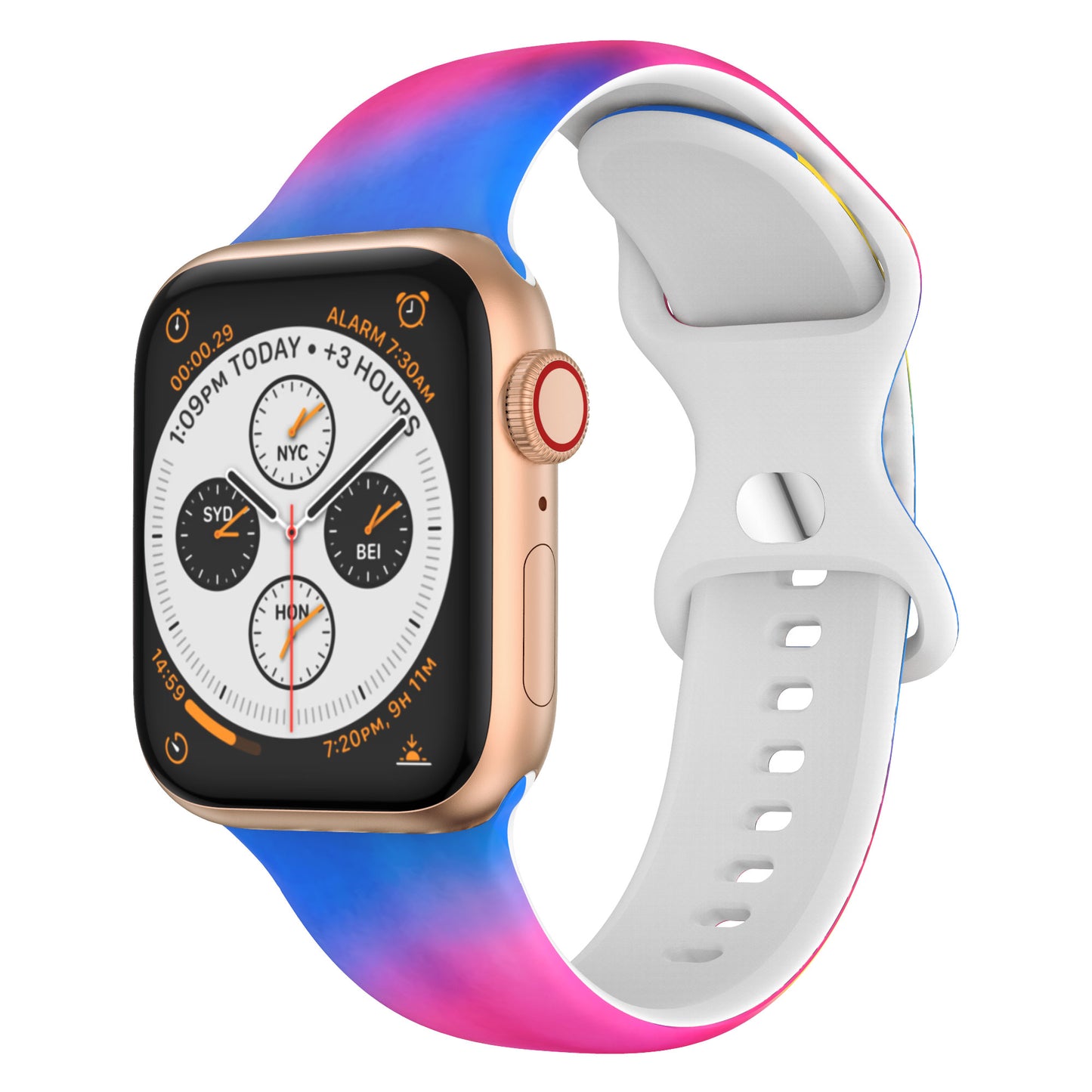 Compatible with Apple, Silicone Strap New Figure 8 Buckle Iwatch6 SE Silicone Printed Strap