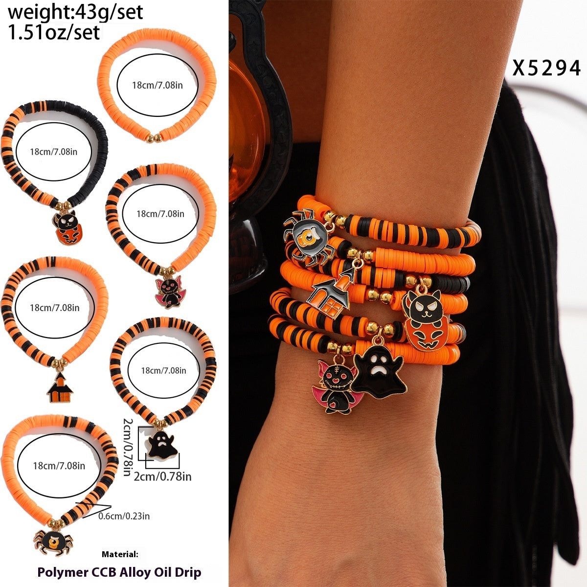 Pumpkin Bracelet Suit European And American Halloween New Skull Pumpkin Bracelet Suit