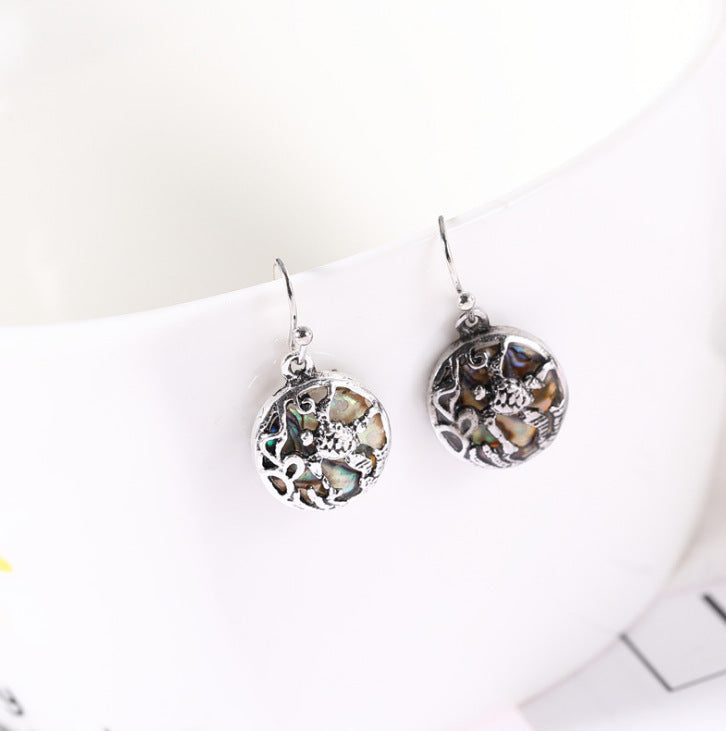 Seaweed flower turtle hollow earrings