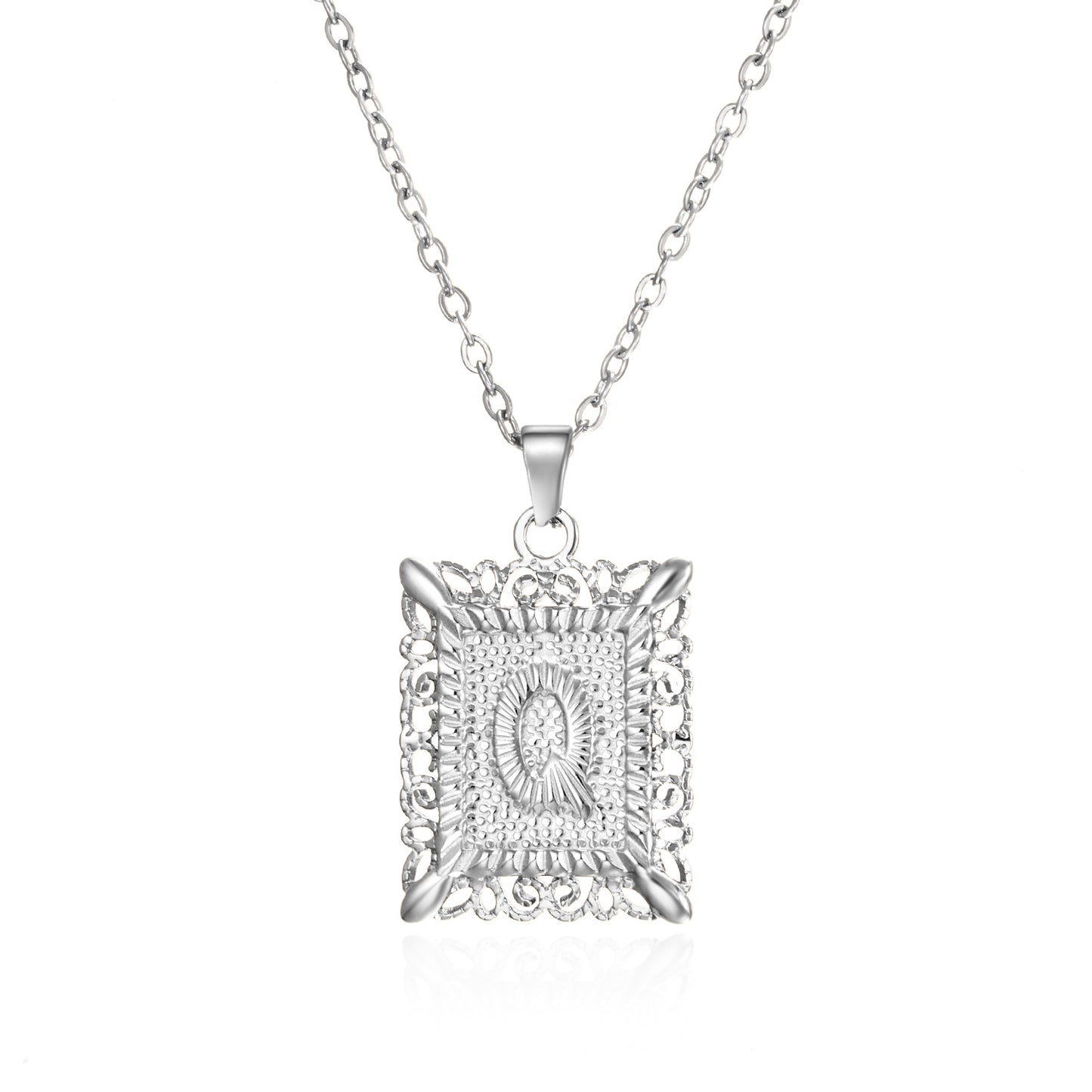 Stainless Steel 26 Letters Titanium Steel Square Pendant - sumet.shop