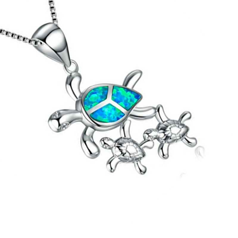 Necklace Three turtles female necklace silver pendant