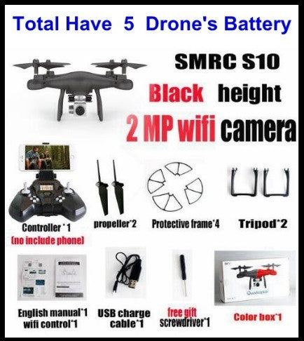 Drone Helicopter UAV Sales Promotion WiFi 2MP Camera With S10 SMRC FPV Quadcopter Drone Helicopter UAV Micro Remote Control Toy RACER KIT Aircraft