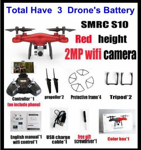 Drone Helicopter UAV Sales Promotion WiFi 2MP Camera With S10 SMRC FPV Quadcopter Drone Helicopter UAV Micro Remote Control Toy RACER KIT Aircraft