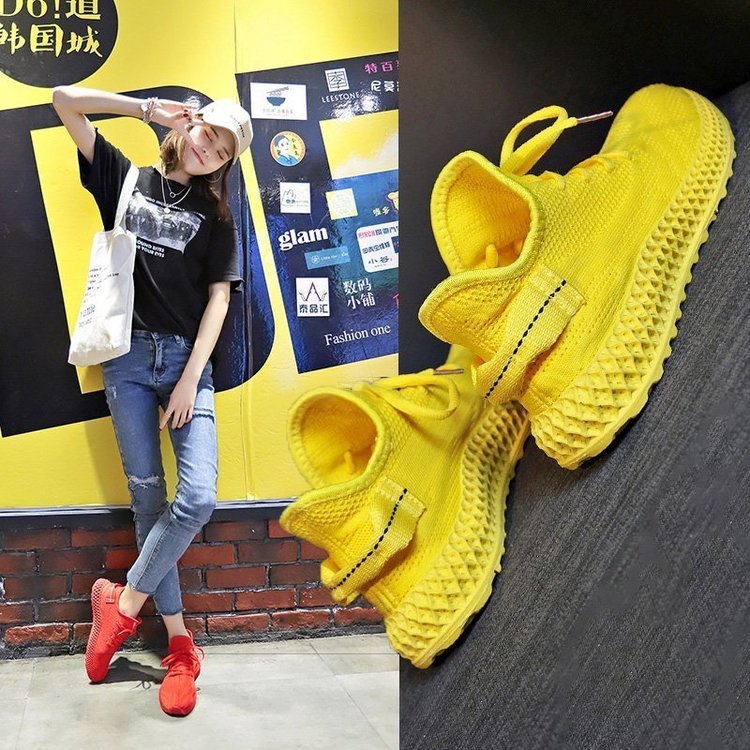 sports running shoes Women's new flying woven casual sports running shoes