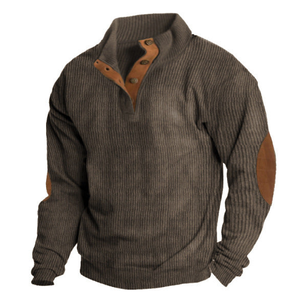 Long-sleeved Sweater European Size Men's Outdoor Casual Stand Collar Long-sleeved Sweater