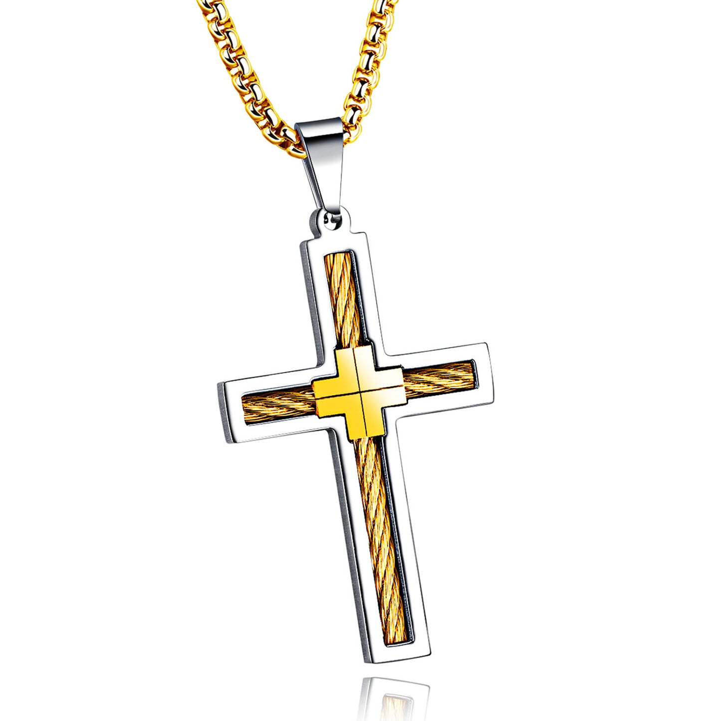 Titanium Steel Wire Cross Men's Necklace - sumet.shop