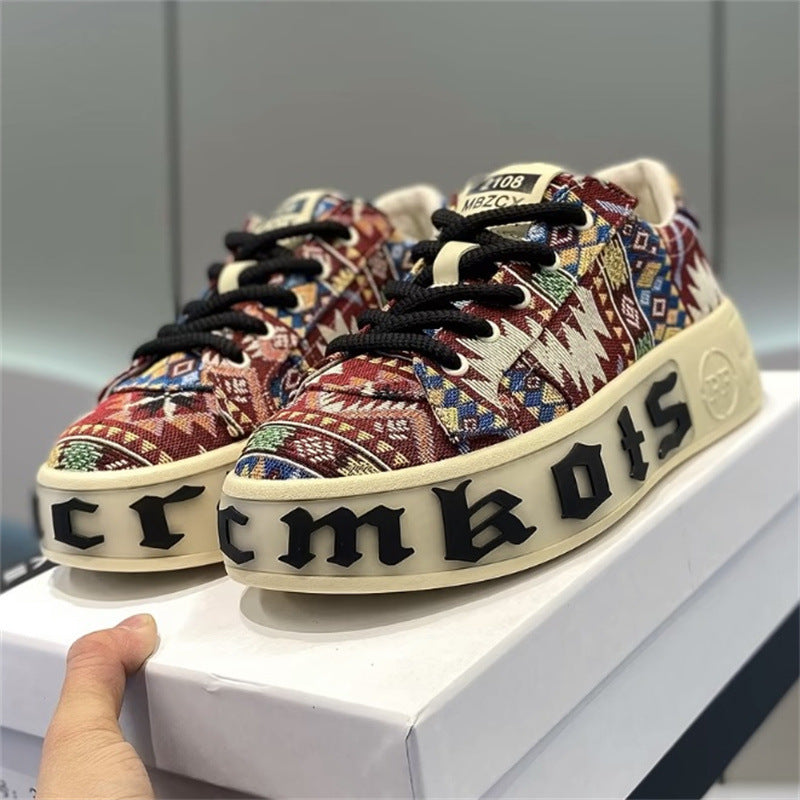 Versatile Cloth Shoes Breathable Low Top Printed Board Shoes Men's Versatile Cloth Shoes