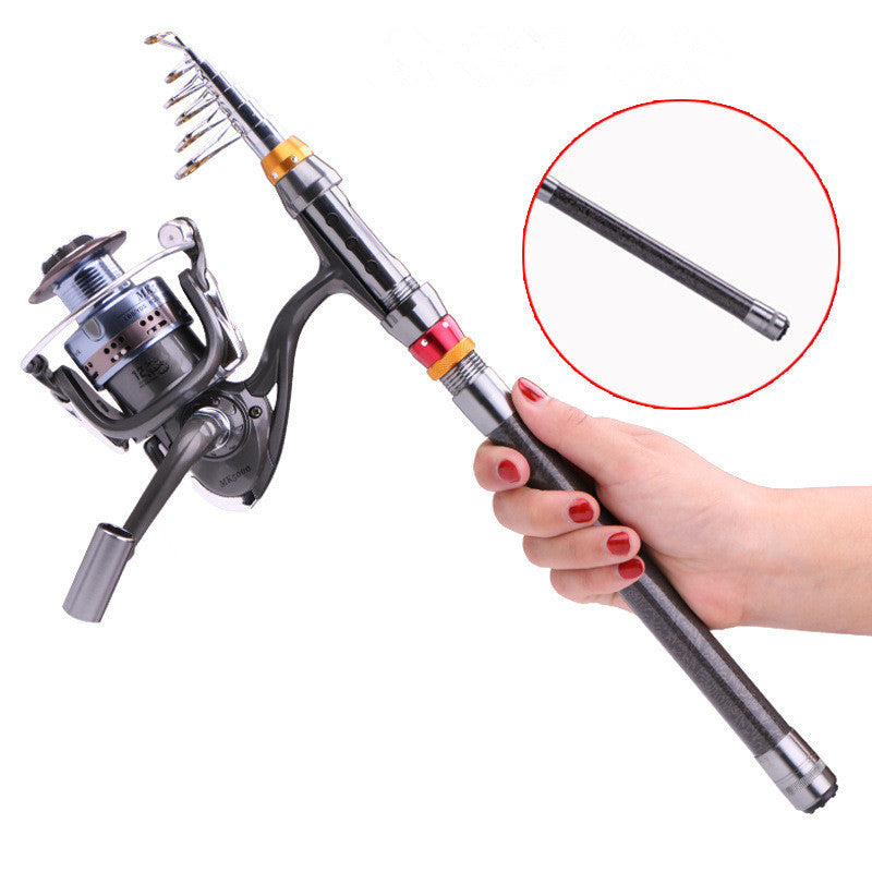 Fishing-Rod-Set Lures Spinning Reel Combo Line Telescopic Carbon-Fiber Travel And - sumet.shop
