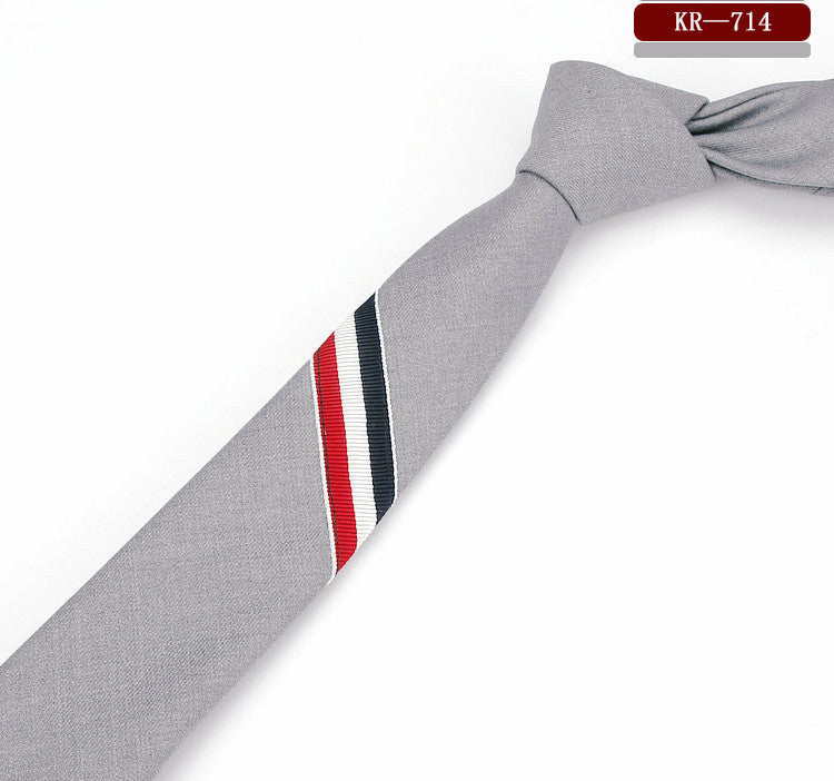 Men's And Women's British Super Narrow Casual Quality Cotton Tricolor Tie