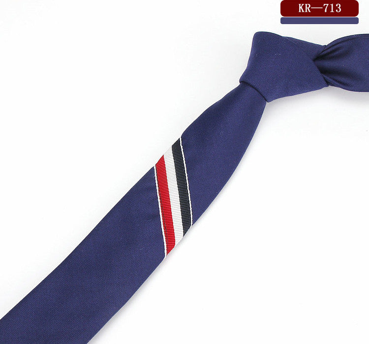 Men's And Women's British Super Narrow Casual Quality Cotton Tricolor Tie