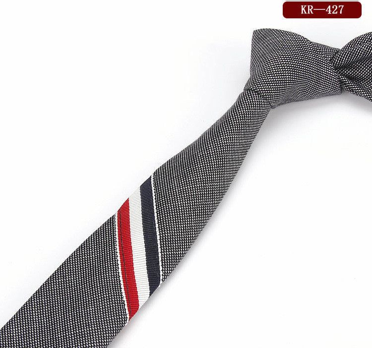Men's And Women's British Super Narrow Casual Quality Cotton Tricolor Tie