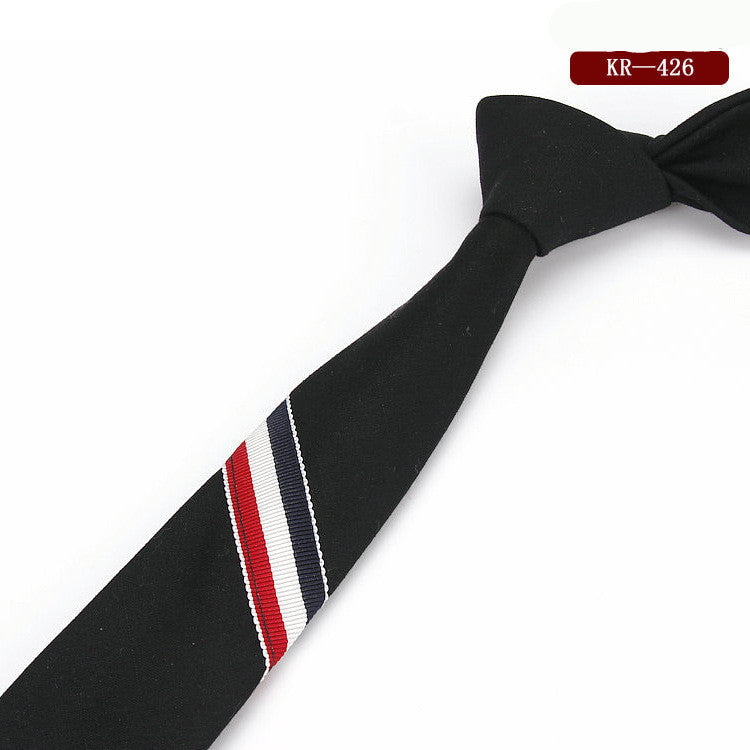 Men's And Women's British Super Narrow Casual Quality Cotton Tricolor Tie