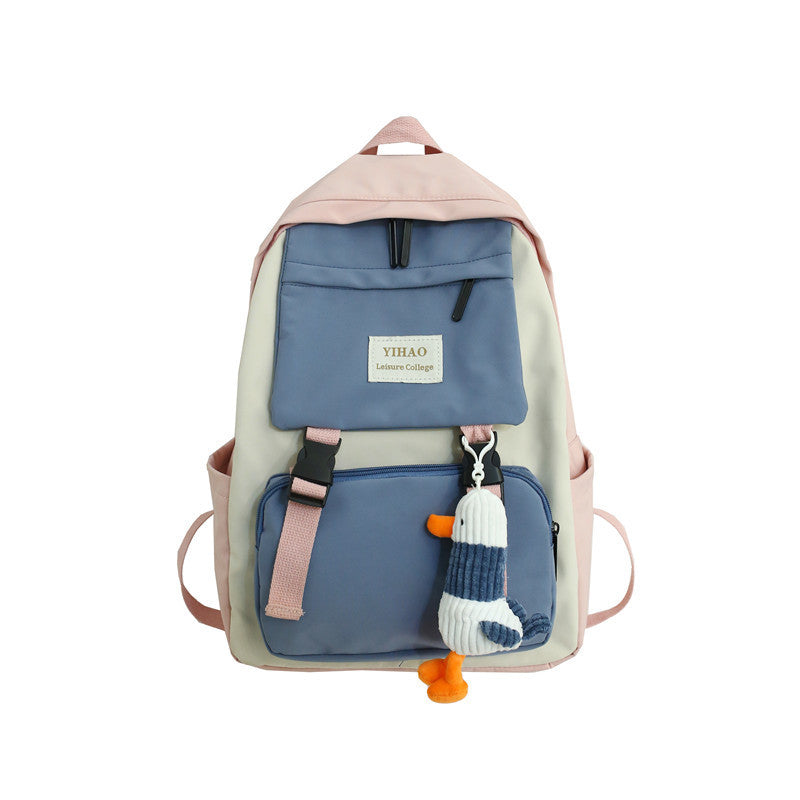 Schoolbag Contrasting Color College Style Student Schoolbag Casual Backpack