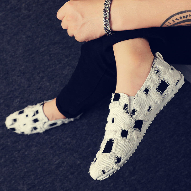 spring new trendy shoes social lazy men's breathable canvas shoes