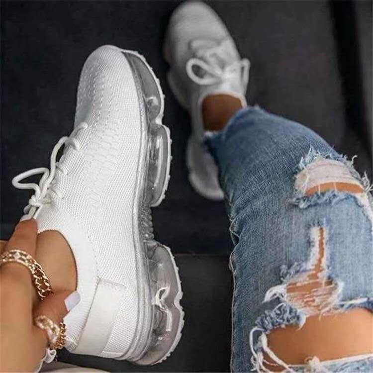 Lace up Casual Shoes Air Cushion Bottom Lace up Casual Shoes Flying Woven Women s Shoes