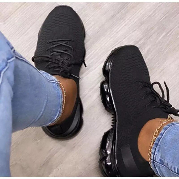 Lace up Casual Shoes Air Cushion Bottom Lace up Casual Shoes Flying Woven Women s Shoes