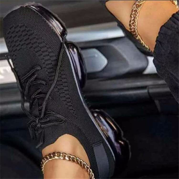 Lace up Casual Shoes Air Cushion Bottom Lace up Casual Shoes Flying Woven Women s Shoes