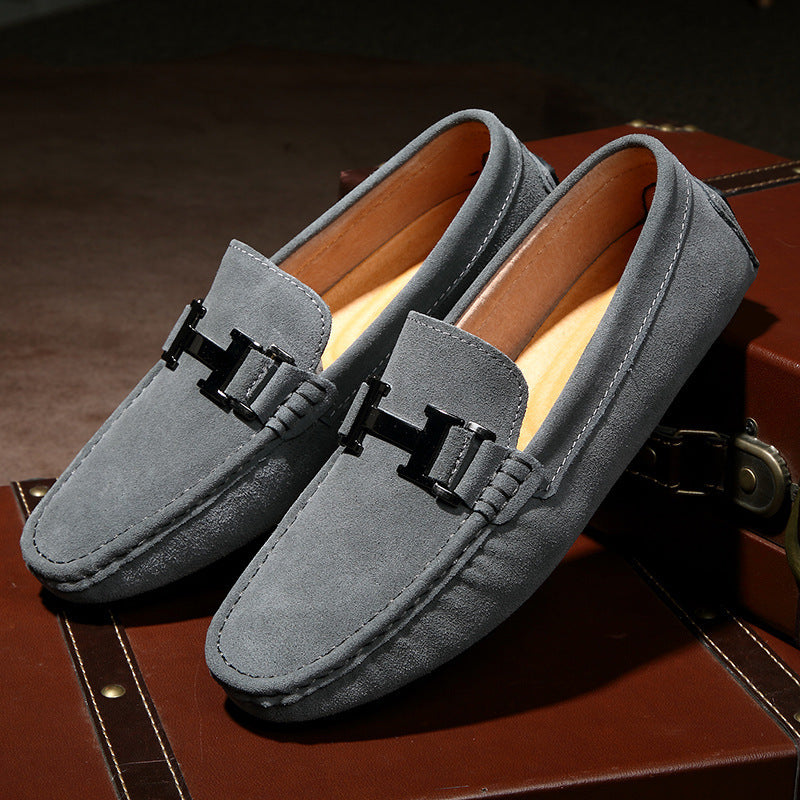 Men's Peas Shoes Low Cut Suede Flat Casual Shoes