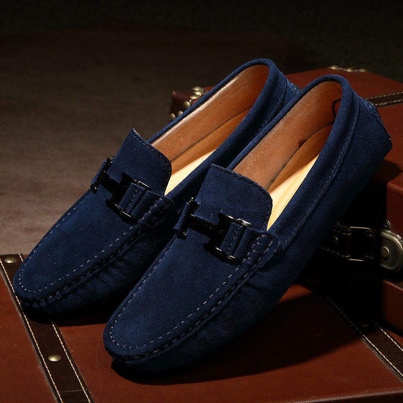 Men's Peas Shoes Low Cut Suede Flat Casual Shoes