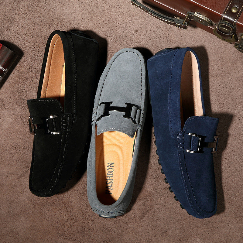 Men's Peas Shoes Low Cut Suede Flat Casual Shoes