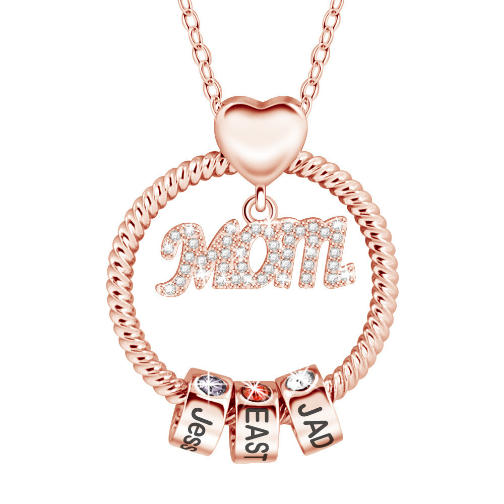Mother's Day Gift Personalized Circle Pendant with Custom Beads Birthstone Pendant
