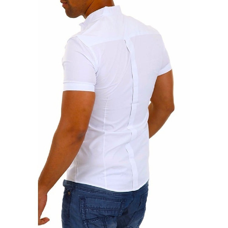 Cross-Border New Foreign Trade European And American Men's Short-Sleeved Shirt Stitching Shirt AliExpress Amazon 55891 - sumet.shop