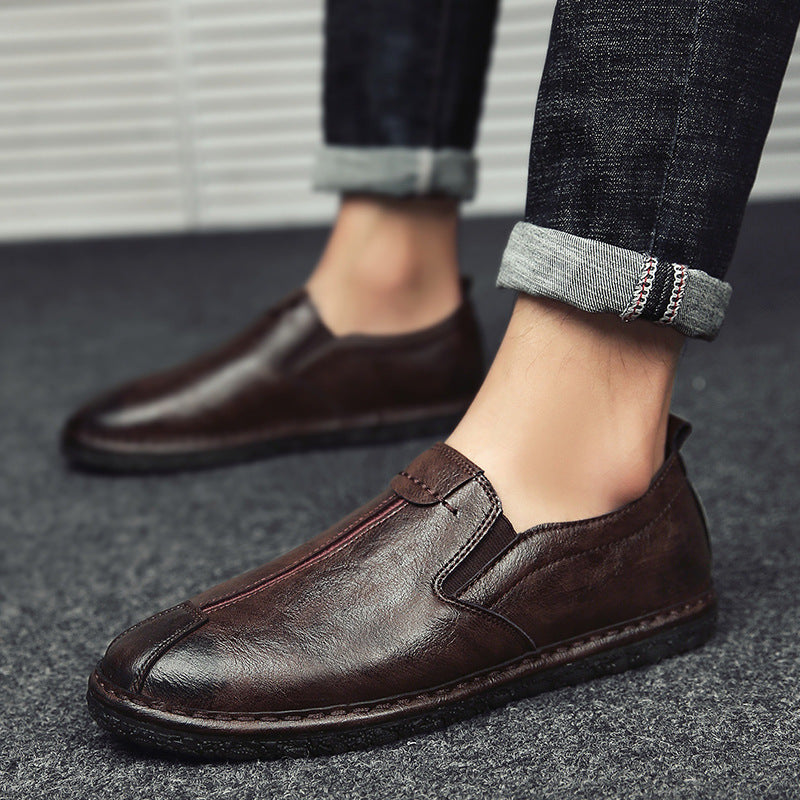 One pedal lazy beanie leather shoes men's casual shoes wild