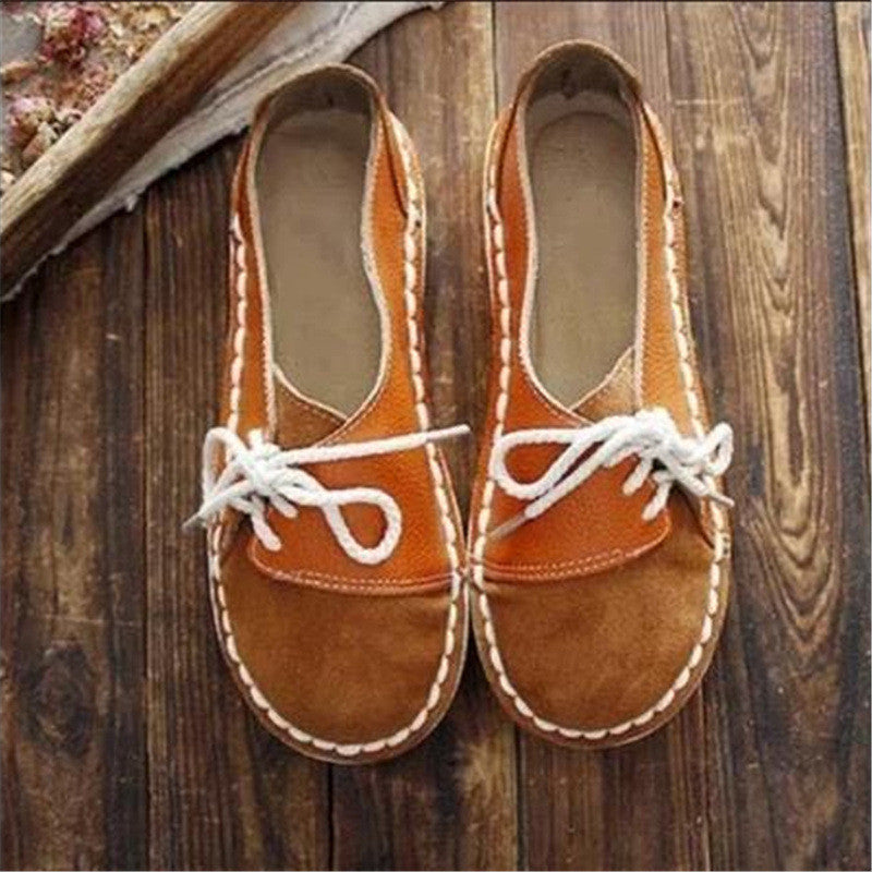 Peas Shoes Round Toe Color Matching Peas Shoes All-match Soft Girl Single Shoes