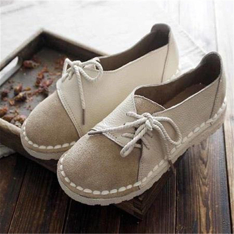 Peas Shoes Round Toe Color Matching Peas Shoes All-match Soft Girl Single Shoes