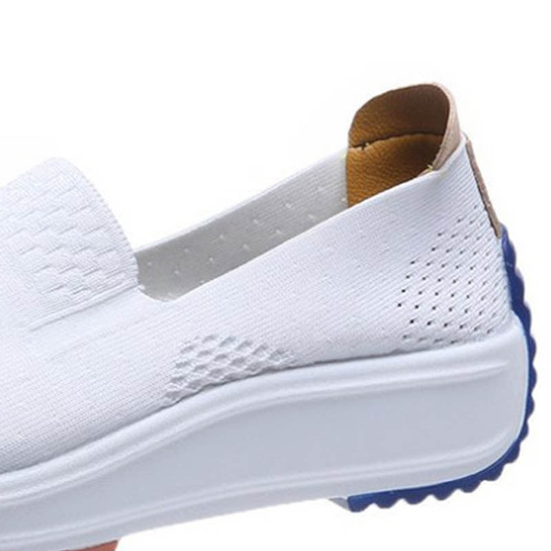 Mesh Flat-Heeled Sneaker Fashionable Pure Color Mesh Flat-Heeled White Shoes