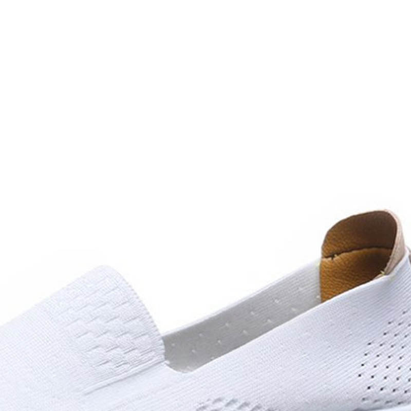 Mesh Flat-Heeled Sneaker Fashionable Pure Color Mesh Flat-Heeled White Shoes