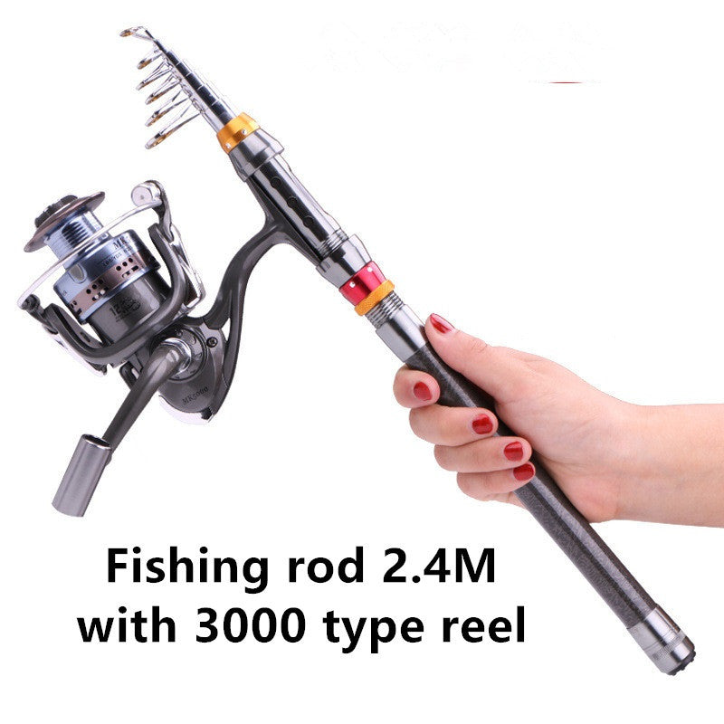 Fishing-Rod-Set Lures Spinning Reel Combo Line Telescopic Carbon-Fiber Travel And - sumet.shop