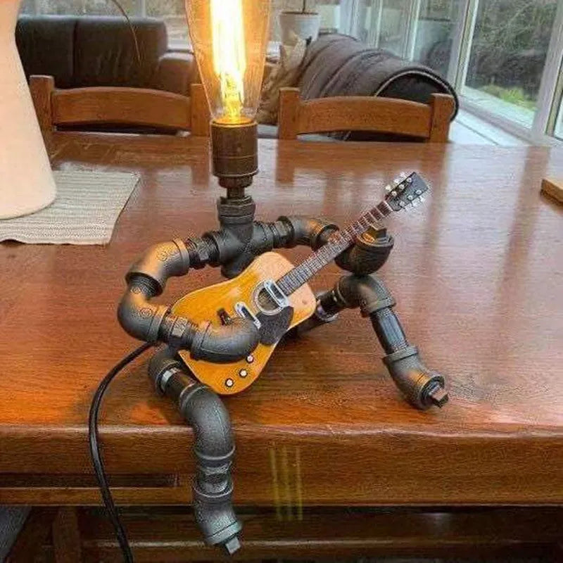 Robot Table Lamp Creative Iron Pipe Industrial Retro Style Coffee Bar Desk Plumbing Robot Table Lamp